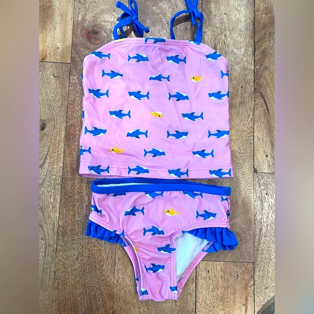 Baby Shark Kids Tankini Swim Set - Pink and Blue